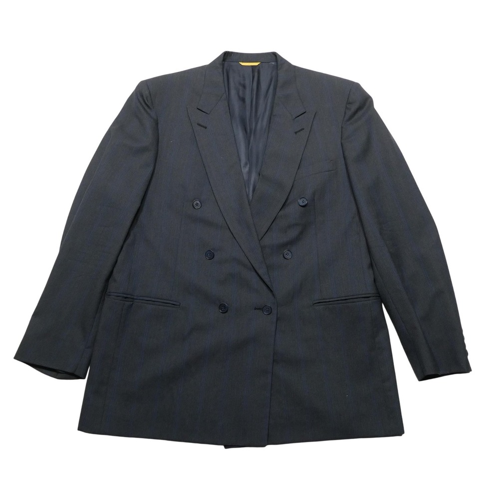 Kuppenheimer Suit Jacket Mens 46 Gray Wool Pinstripe Double Breasted Coat